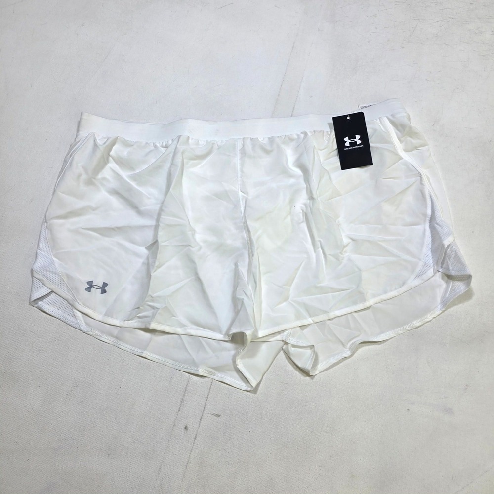 Under Armour Fly By 2.0 Shorts Womens 3XL White Running Athletic 1350196 NEW
